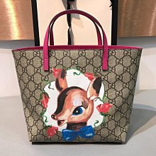 Gucci Kids 271327 GG Supreme Unito Mix 小鹿班比托特包 粉紅 現貨