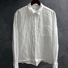 CA 無印良品 MUJI 白色 純亞麻 長袖襯衫 XL號 一元起標無底價Q394
