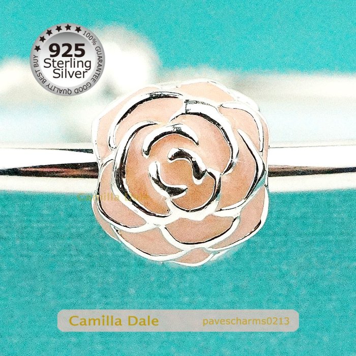 CamillaDale 粉紅玫瑰925純銀檔珠【213】 適用於潘朵拉手鍊