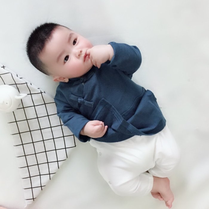 【衣Qbaby】男寶寶春秋款中國風滿月周歲寫真長袖哈衣爬服#黃飛鴻款