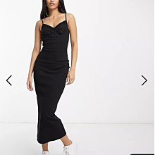 ((嫻嫻屋) 英國ASOS-Miss Selfridge蕾絲邊V領細肩帶中長裙洋裝EC23