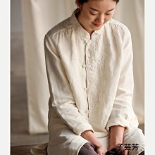 【子芸芳】新中式襯衣寬鬆中長款棉麻文藝寬鬆氣質通勤長袖襯衫