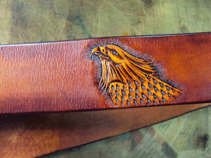 巧將手工皮雕老鷹皮帶獨家專賣可以訂製Cheergiant eagle pattern hand carved belt