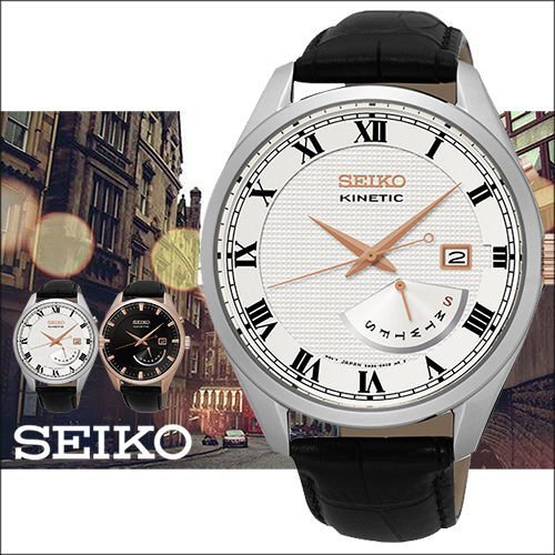 SEIKO Kinetic 日曆羅馬時尚人動電能腕錶-銀/42mm/5M84-0AE0S(SRN073P1)