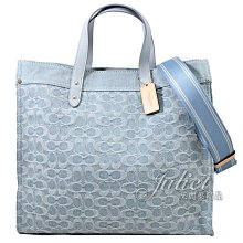 【茱麗葉精品】全新精品 COACH 專櫃商品 CG023 FIELD 40 牛仔布印花手提大兩用包.淺藍 現貨