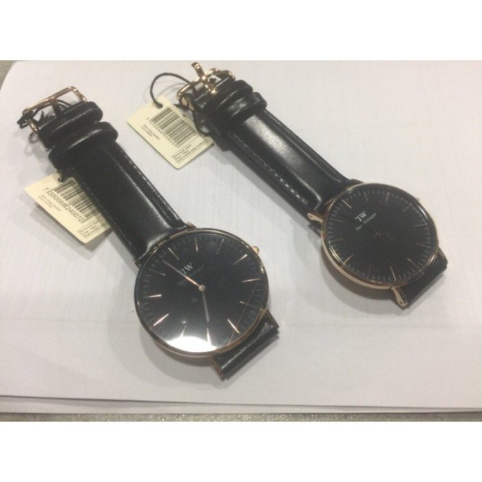 DW手錶 瑞典手錶黑面金 40mm 36mm 玫瑰金框 銀框 黑色尼龍錶帶 流行時尚 專櫃正品