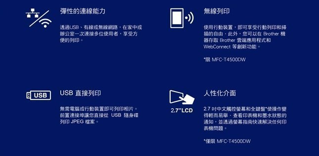 A3 現貨】BROTHER MFC-T4500DW 傳真 印表機 列印 掃描 PC傳真 連續供墨 無線WIFI【公司貨