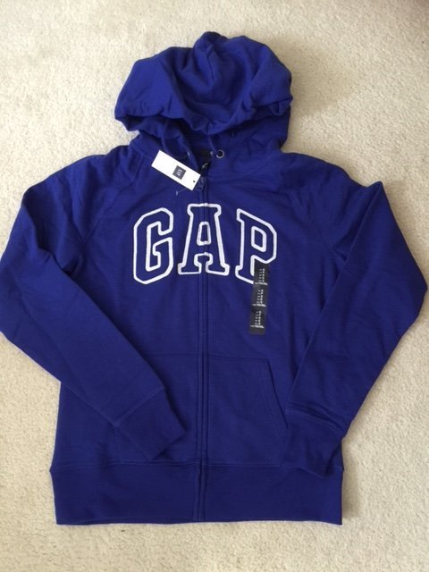 【清倉】GAP 女款 logo 帽T外套  薄刷毛 長袖連帽外套 寶藍色 S號 ~現貨在台