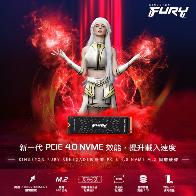 金士頓 2TB FURY Renegade PCIe 4.0 NVMe M.2 固態硬碟 (KT-SFYRS-2TB)