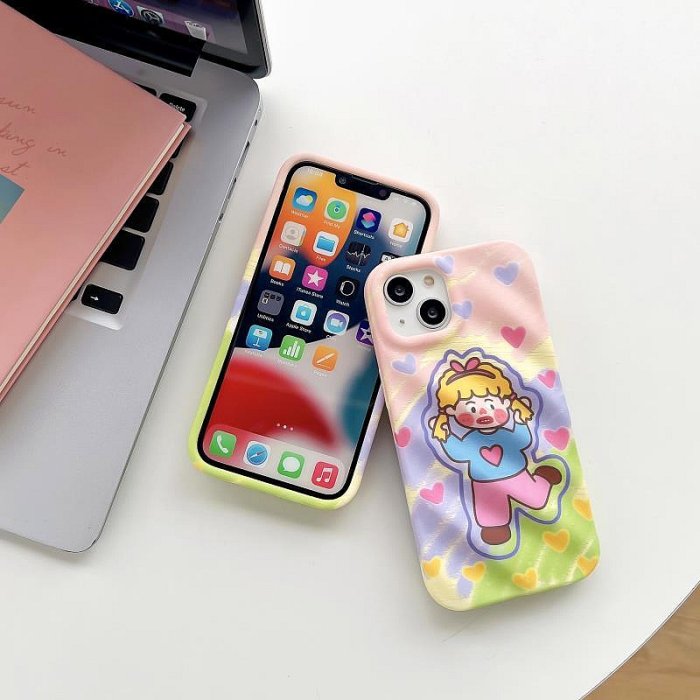 手機殼甜心女孩適用蘋果14promax手機殼褶皺設計感iPhone13新款12硅膠11