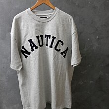 CA 美國休閒品牌 NAUTICA 淺灰 純棉 寬版 休閒短t XL號 一元起標無底價P38