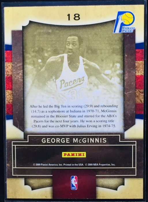 GEORGE McGINNIS 2009-10 CONTENDERS LEGENDARY #18 特卡