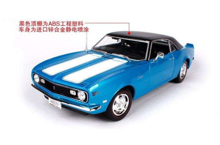 1968 雪佛蘭 Camaro Z28 復古肌肉車 藍色 FF4431685 1:18 合金車 預購 阿米格Amigo