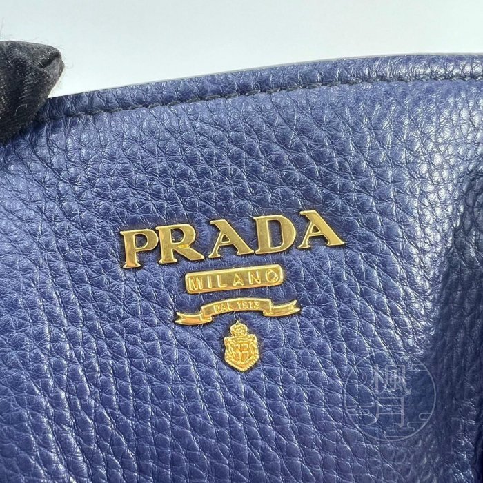 PRADA 普拉達 深藍色 全皮 2WAY 精品包 兩用包 手提包 肩背包 斜背包 側背包 單品