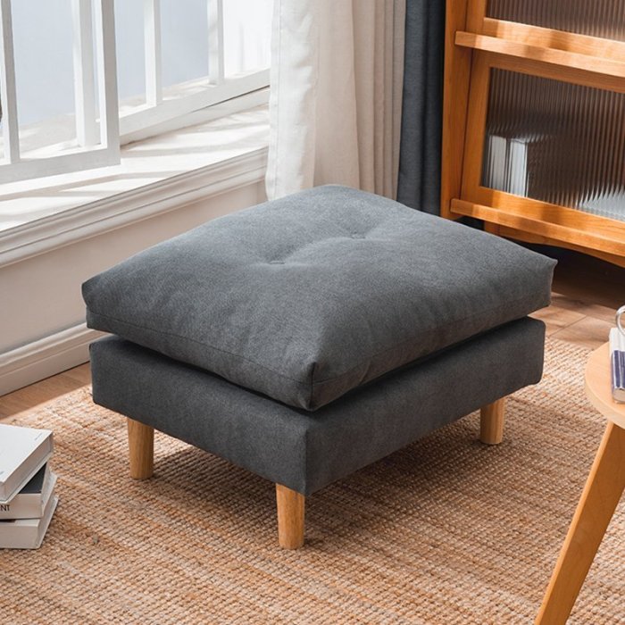 熱銷 沙發腳蹬北歐布藝家用客廳懶人小沙發實木創意簡約擱腳凳腳踏