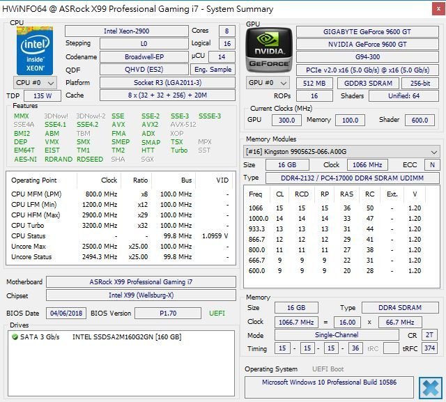 【含稅】Intel Xeon E5-2667 V4 2.9G 8C16T 135W 2011-3 ES不顯CPU 一年保