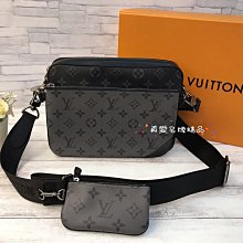 《真愛名牌精品》LV M69443 TRIO 男款黑花三合一/ 信差包  *全新品*