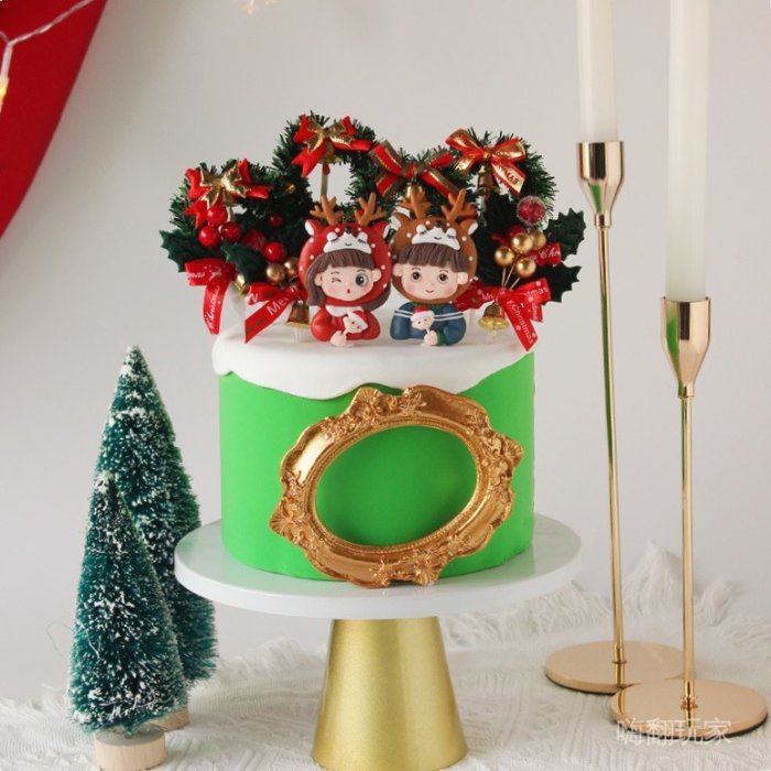 特賣-聖誕節 聖誕節掛飾 聖誕節服裝 耶誕節蛋糕裝飾插件 耶誕樹草圈葉子插牌 蛋糕插牌 耶誕插件
