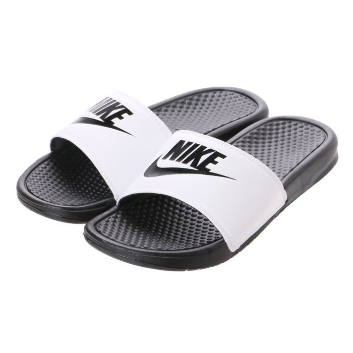 【QUEST】現貨 NIKE Benassi JDI LOGO 白底 黑字 熊貓 黑白配色 拖鞋 343880 100