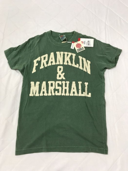 FRANKLIN &MARSHALL F&M 男生 綠色 水洗 印刷 洗舊全新正品 義大利購回 M號