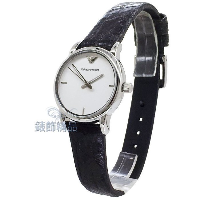 【錶飾精品】ARMANI手錶 亞曼尼 AR1814 細緻浮雕老鷹logo白面 仿舊裂紋黑皮帶 女錶