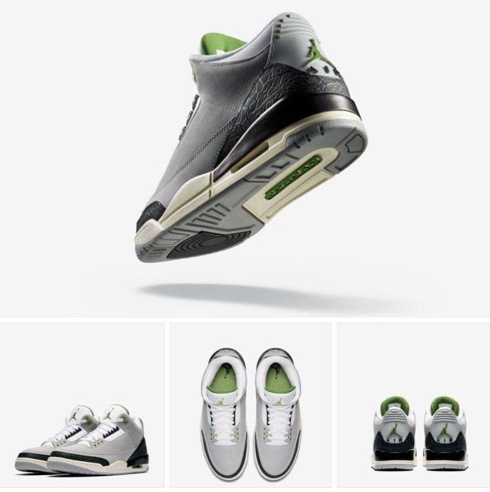 全新正品 Air Jordan III RETRO 鞋身整體以灰、黑、白三個經典百搭色調構成鞋帶孔鞋舌的飛人