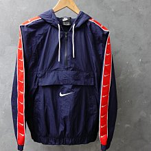 CA 美國運動品牌 NIKE 深藍 防風 連帽長t S號 一元起標無底價M903