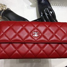 Chanel A50096 Quilted Continental caviar Wallet 菱格荔枝紋長夾 紅銀釦
