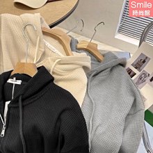 【V3606】SMILE-秋搭休閒．純色寬鬆拉鍊連帽外套