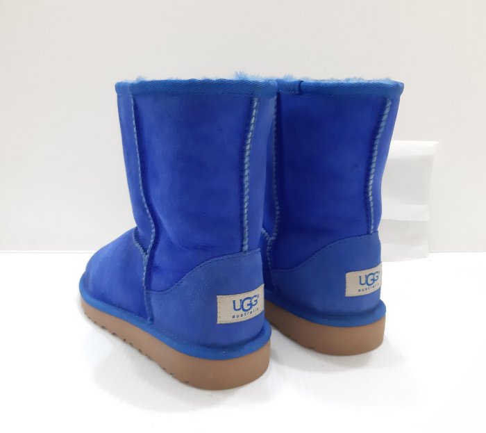 UGG 澳洲專櫃正品 S/N 5251藍色 經典 毛絨羊皮麂皮 短中筒雪靴 US3/UK2/EU33/JPN22