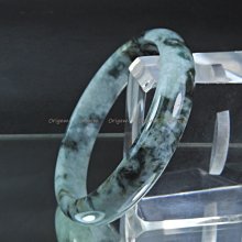 珍珠林~經典寬板圓玉鐲~A貨緬甸墨翠 (內徑57.5mm, 手圍19號) #320