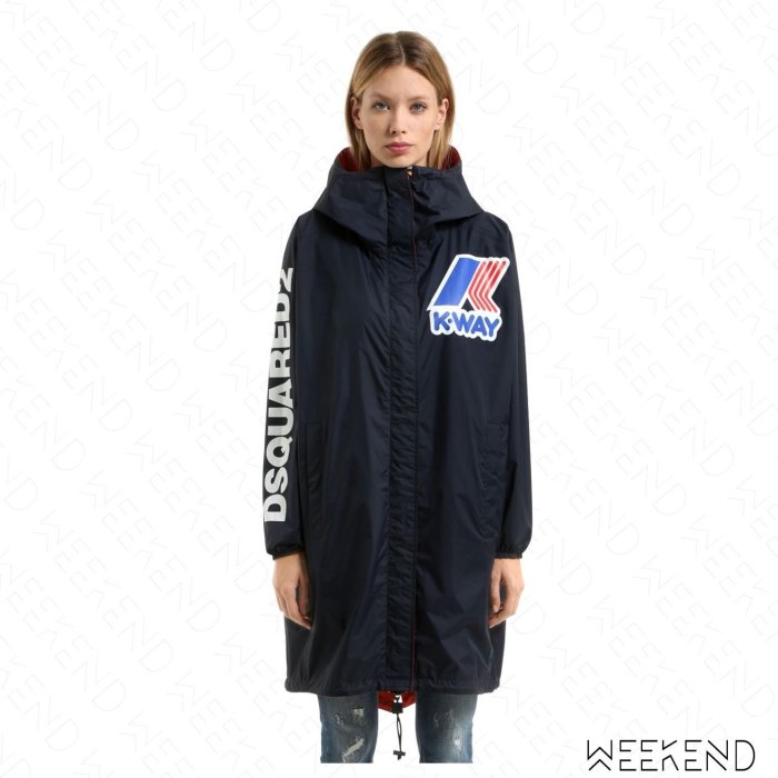 【WEEKEND】 DSQUARED2 K-Way Parka 兩面穿 尼龍 連帽 大衣 擋風衣 雨衣 橘色 藍色 | Yahoo奇摩拍賣