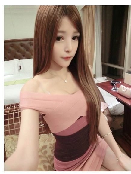 【 Angela ViVi 】韓版 性感夜店風吸睛顯瘦露肩一字領繃帶包臀洋裝 粉色/紅色/灰色現貨
