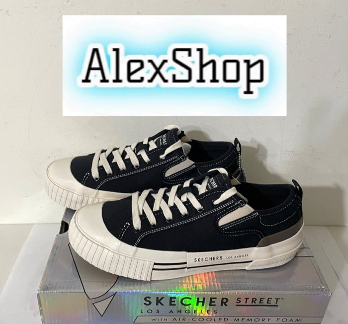 艾力克斯 SKECHERS NEW MOON 女 155391BLK 黑白 休閒帆布鞋