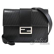 【茱麗葉精品】全新精品 FENDI 專櫃商品 7VA524 Flat Baguette 印花牛皮翻蓋斜背包.黑灰 現貨