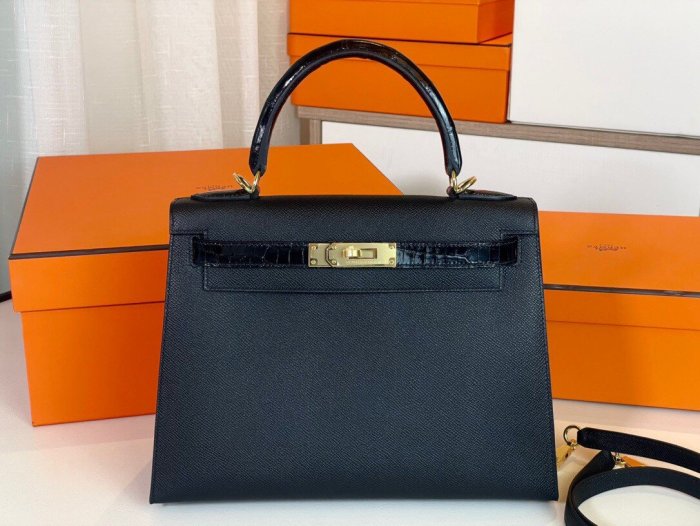 『RP精品』愛馬仕 HERMES Kelly 28 Touch 鱷魚皮 黑色 金扣 Epsom 凱莉包