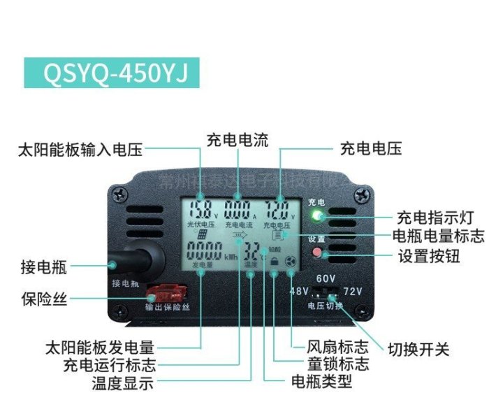 【高雄百貨】MPPT太陽能電動車升壓充電器太陽能升壓器48V60V72V液晶顯示充電