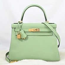 【茱麗葉精品】二手精品 【未使用商品】HERMES KELLY 28 金扣EVERCOLOR兩用包.牛油果綠 Z刻 #121 現貨