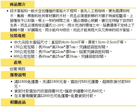 -中大朵台灣段木香菇(四兩裝)A級品- 小包裝，原住民種植，保證是台灣香菇，送禮自用兩相宜【豐產香菇行】。