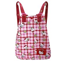 ♥小花花日本精品♥Hello Kitty 格紋 尼龍後背手提兩用包 外出包 書包 手提包 (格子蜜蜂款)~3