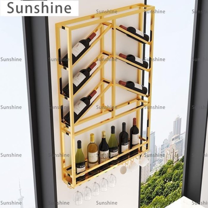 [Sunshine]瀝水杯架輕奢壁掛酒架簡約現代紅酒柜葡萄酒架不銹鋼酒杯架墻上創意展示架