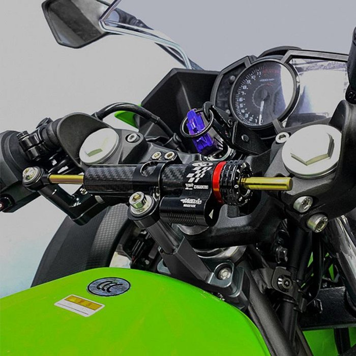 摩托車配件 適配川崎ninja400鈦尺改裝件龍頭方向阻尼器支架防甩頭碳纖維鈦尺