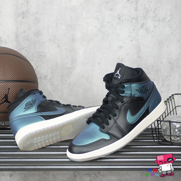 球鞋補習班NIKE AIR JORDAN 1 MID IRIDESCENT 男金屬藍紫一朗BQ6472