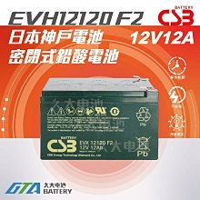 ✚久大電池❚ 神戶電池 CSB電池 EVX12120 品質壽命超越 REC12-12 PE12V12 WP12-12