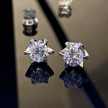 賠售換現熣燦星光超級白亮E級單顆爪鑽兩顆共計1.14克拉鑽石PT900純白金耳環 時尚典雅