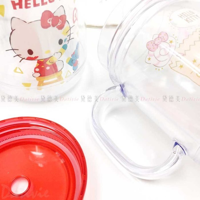 塑膠梅森杯 550ml-附吸管 凱蒂貓 HELLO KITTY 三麗鷗 Sanrio 正版授權