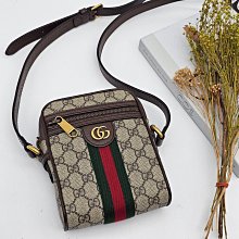 【哈極品】美品《GUCCI 古馳 卡其咖 pvc 紅綠條  直立肩背包/斜背包/相機包》