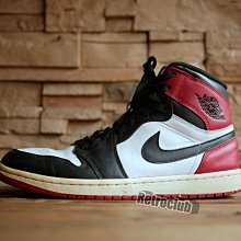 Retro CLUB【一元起標】【二手】原版復刻 AIR JORDAN 1 RETRO HIGH OG BLACK TOE 黑頭 高筒 籃球鞋 E24120