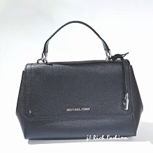 就愛精品店❤️  歲末優惠款-Michael Kors 黑色翻蓋鎖頭荔枝皮裝飾手提/斜背兩用包 #35H8SYES2L