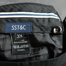 CA 義大利品牌 SST&C 黑色條紋 羊毛混紡 合身版 休閒西裝褲 32A 一元起標無底價Q370